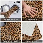 Leopard Cheetah Print Bath Mats for Bathroom Decor, Animal Skin Pattern Absorbent Bath Rug Non-Slip Floor Rug Carpets for Kitchen Bathroom Laundry Bedroom Living Room