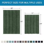 H.VERSAILTEX Extra Thick Chenille Striped Pattern Bath Rugs for Bathroom Non Slip - Soft Plush Shaggy Mats Floor, Indoor Entryway (Bronze Green, 32 x 20 Plus 24 17 Inches)