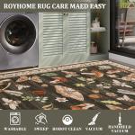 Mushroom Small Rug 2x3 Washable Door Mat Indoor Rugs for Entryway Non-Slip Soft Ultra-Thin Stain Resistant Foldable Rugs Kitchen Bedroom Living Room Brown