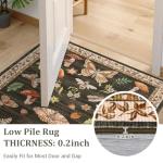 Mushroom Small Rug 2x3 Washable Door Mat Indoor Rugs for Entryway Non-Slip Soft Ultra-Thin Stain Resistant Foldable Rugs Kitchen Bedroom Living Room Brown