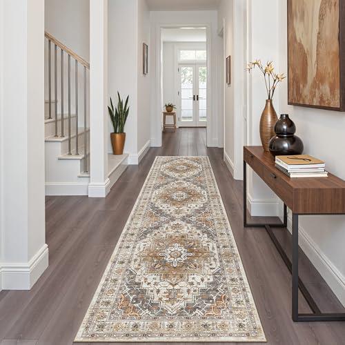 Vintage Washable 2x8 Runner Rug - Turmeric/Grey