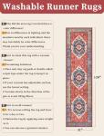 SERISSA Runner Rug for Hallways, 2'6"x10' Washable Non Slip Kitchen Runner Rug, Long Boho Rug Vintage Rust Hallway Stair Ultra Soft Print Floor Carpet for Bedroom Bathroom Laundry Room