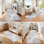 HEBE Hallway Runner Rug 2'x6' Washable Vintage Kitchen Rugs Non Slip Laundry Rug Runner Distressed Boho Floor Carpet Runners for Hallways Entryway Laundry Room Kitchen Bathroom