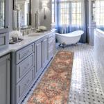 Yamaziot Washable Runner Rug, 2x8 Non-Slip Boho Vintage Hallway Rug Runner with Rubber Backing, Stain Resistant & Low Pile Faux Wool Distressed Carpet Runner for Bedroom, Kitchen, Laundry, Entrance