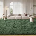FinRèc 8x10 Feet Green Rug for Living Room Bedroom, Fluffy Fuzzy Shag Rugs, Non-Slip Furry Shaggy Area Rug for Nursery Kids Room Dorm Room Home Decor, Indoor Floor Carpet
