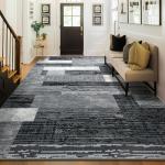 Large Area Rugs,Modern Geometric Patchwork Floor Decor for Bedroom Aesthetic Carpet, Rockwood Collection, Indoor Rugs for Living Room, Dining Room, Nursery, Office, Machine Washable Rug,4x6 Ft Grey