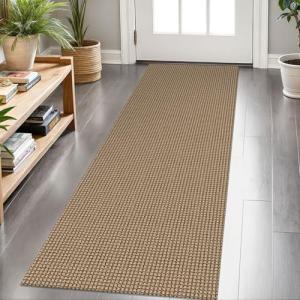 KOZYFLY Boho Runners for Hallways 2x6 ft Washable Kitchen Runner Non Slip Rubber Backed Hall Runners Cotton Entryway Runner Rugs Floor Carpet for Indoor Backdoor Bedroom Kitchen, Tan/Orange/Brown