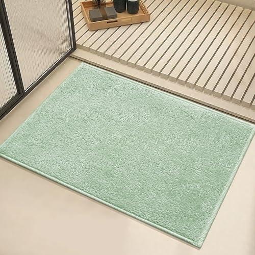 Bilimili Bath Mat-Non-Slip Bathroom Floor Mats-Absorbent Quick Dry Low Pile Bathroom Rugs Fit Under Door-Bath Rug for Sink,Bathtub,Shower Room,17"×24",Sage Green