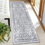 Vaukki Hallway Runner Rug, Vintage Shaggy Soft Laundry Rug 2' x 6', Non Slip Boho Entryway Runner Mat, Grey Washable Farmhouse Kitchen Area Carpet Runner for Bathroom, Entryway and Bedroom