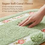 Stay Young Decorative Rose Flower Area Rug,Bedroom Living Room Bathroom Rugs,Bath Mat Kitchen Mat,Cute Floral Design,Super Soft and Non Slip,Green 17.71 x 49.21 Inch