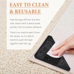 Songrey Rug Tape Rug Corner Grippers 8PCS, Reusable Double-Sided Carpet Tape to Hold Area Rugs Down, Non Slip Rug Pads Gripper for Hardwood Floors No Damage