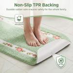 Stay Young Decorative Rose Flower Area Rug,Bedroom Living Room Bathroom Rugs,Bath Mat Kitchen Mat,Cute Floral Design,Super Soft and Non Slip,Green 17.71 x 49.21 Inch