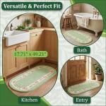 Stay Young Decorative Rose Flower Area Rug,Bedroom Living Room Bathroom Rugs,Bath Mat Kitchen Mat,Cute Floral Design,Super Soft and Non Slip,Green 17.71 x 49.21 Inch