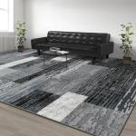 Large Area Rugs,Modern Geometric Patchwork Floor Decor for Bedroom Aesthetic Carpet, Rockwood Collection, Indoor Rugs for Living Room, Dining Room, Nursery, Office, Machine Washable Rug,4x6 Ft Grey
