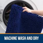 OLANLY Bathroom Rugs 59x24, Extra Soft Absorbent Chenille Bath Rugs, Rubber Backing Quick Dry, Machine Washable Bath Mats for Bathroom Floor, Tub and Shower, Home Decor Accessories, Navy