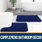 OLANLY Bathroom Rugs 59x24, Extra Soft Absorbent Chenille Bath Rugs, Rubber Backing Quick Dry, Machine Washable Bath Mats for Bathroom Floor, Tub and Shower, Home Decor Accessories, Navy