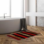 KDYDK Leopard Print Bath Mat Red Black Cheetah Print Buffalo Plaid African Wild Animal Brown Skin Pattern Geometric Memory Foam Bathroom Rug Room Decor Doormat