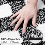 PiccoCasa Microfiber Plaid Pattern Bathroom Rugs, Extra Soft Fluffy Absorbent Bath Rug, Bath Mats for Bathroom Floor Tub Non Slip Mat Machine Washable Runner 17"x24" Black and White