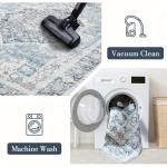 Domitapis Runner Rug 2×8, Vintage Boho Rug,Ultra-Soft Low Pile, Washable, Non Slip,Stain Resistant Printed Carpet for Hallway Kitchen Living Room Bedrooms Playroom Office, Light Blue