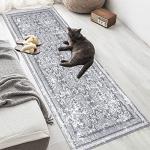 Vaukki Hallway Runner Rug, Vintage Shaggy Soft Laundry Rug 2' x 6', Non Slip Boho Entryway Runner Mat, Grey Washable Farmhouse Kitchen Area Carpet Runner for Bathroom, Entryway and Bedroom