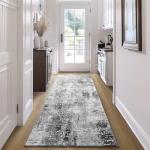 Runner Rug for Hallways Kitchen Runner Rug Non Slip 2'6''x8' Washable Grey Long Runner Rug