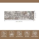 3x10 ft Long Hallway Runner Rug – Non-Slip Washable Kitchen Floor Rug with Rubber Backing, Modern Low Pile Thin Wide Carpet Runners for Bedroom, Entryway Indoor (Brown Beige,3x10)