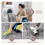 Runner Rug Hallway Runner Rug Washable Kitchen Runner Rugs with Rubber Backing 2'6''x8' 100% Polyester Vintage Rug for Entryway Indoor, Kitchen, Laundry, Bedroom (Grey and Brown)