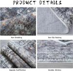 Runner Rug Hallway Runner Rug Washable Kitchen Runner Rugs with Rubber Backing 2'6''x8' 100% Polyester Vintage Rug for Entryway Indoor, Kitchen, Laundry, Bedroom (Grey and Brown)