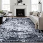 5x7 Washable Modern Abstract Area Rug - Black