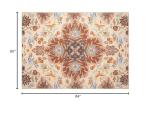 Phantoscope Washable Area Rug 5'x7' Non-Slip, Vintage Boho Rugs for Living Room, Bedroom, Dining Room, Fall Orange Floral Medallion Pattern, Low-Pile Foldable Floor Carpet, Rust/Multi Floral