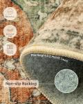 RELEANY Vacuum-Friendly Area Rugs 5'x7' Machine Washable, Non-Slip, Floral Vintage Distress Print Pattern Medallion Carpet for Living Room Bedroom Brick Red Rust Neutral Brown Burnt Orange Green
