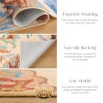 Phantoscope Washable Area Rug 5'x7' Non-Slip, Vintage Boho Rugs for Living Room, Bedroom, Dining Room, Fall Orange Floral Medallion Pattern, Low-Pile Foldable Floor Carpet, Rust/Multi Floral