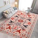 Blivonta Machine Washable 5x7 Area Rugs - Non Slip Boho Vintage Carpet for Living Room, Bedroom & Kitchen (Orange)