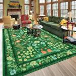 Rtizon Area Rug for Living Room, Green Floral Area Rugs 5x7 for Bedroom