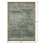 Latte&Fog 5x7 Area Rugs for Living Room, Vintage Green Washable Rug