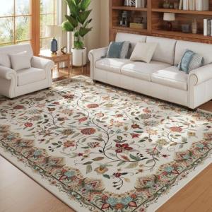 Rugcomf Vintage Paisley Rugs for Living Room 5'x7' - Machine Washable Area Rug
