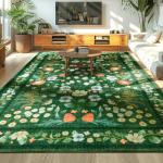 Rtizon Area Rug for Living Room, Green Floral Area Rugs 5x7 for Bedroom