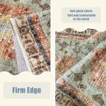 Washable Boho Area Rug Red Rust Green Large Living Room 3'×5' Rug Non-Slip Soft Oriental Vintage Bedroom Carpet Dining Room Nursery Home Office Indoor Decor