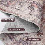 YOH Boho Washable Rug 5x7, Rust Red Vintage Non Slip Area Rug, Distressed Indoor Carpet for Living Room Bedroom Kitchen Office