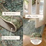 Latte&Fog 5x7 Area Rugs for Living Room, Vintage Green Washable Rug
