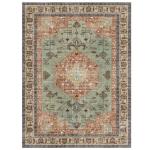 Washable Boho Area Rug Red Rust Green Large Living Room 3'×5' Rug Non-Slip Soft Oriental Vintage Bedroom Carpet Dining Room Nursery Home Office Indoor Decor