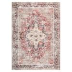 YOH Boho Washable Rug 5x7, Rust Red Vintage Non Slip Area Rug, Distressed Indoor Carpet for Living Room Bedroom Kitchen Office