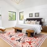 Blivonta Machine Washable 5x7 Area Rugs - Non Slip Boho Vintage Carpet for Living Room, Bedroom & Kitchen (Orange)