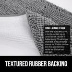 GORILLA GRIP Plush Absorbent Shaggy Chenille Bath Rug Mat for Square Toilet Base with Rubber Backing, Machine Washable Rugs, Soft Microfiber Contour Mats for Toilets, Bathroom Decor, Grey