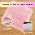 NINGDAN 12inch Square Small Faux Fur Sheepskin Cushion Soft Plush Area Rug,Photo Background for Small Product Desktop Photography,Display and Decor,Jewelry,Nail Art,Locker Accessories (Pink)