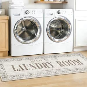Beige Non-Slip Laundry Room Runner Rug 20"x60