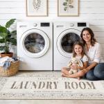 Beige Non-Slip Laundry Room Runner Rug 20"x60