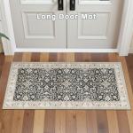 Kitchen Mats Vintage Throw Carpet 2x4 Black Beige - Non-Slip Stain and Water Resistant Soft Low-Pile Thin Rug for Hallway Bathroom Bedroom