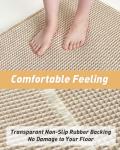 AMOAMI Upgraded Waffle Runner Rug Super Absorbent Non Slip Bath Mats for Bathroom Machine Washable Bathroom Runner Rug with Tassels, Ideal for Hallway Bedroom Laundry Room, 2' x 5', Brown & Cream