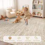Washable Rug 8x10 Area Rugs: Modern Geometric Rugs for Living Room Non Slip Soft Low Pile Moroccan Indoor Carpet for Bedroom Nursery Dining Room Home Office (Beige, 8'x10')